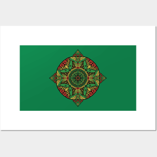 Green African Inspired Mandala Posters and Art